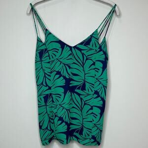 Skies Are Blue Tropical Leaf Print Tank Top Size S